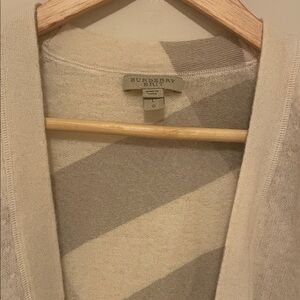 Burberry Brit Cream and Tan Diagonal-Stripe Cardigan